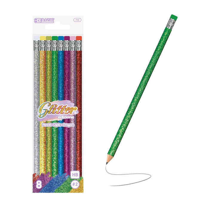BAZIC Metallic Glitter Wood Pencil w/ Eraser (6/Pack)