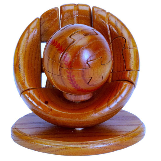 CHH 6140 4.5 Inch Wooden Baseball and Glove 3D Puzzle, Dark Wood Finish
