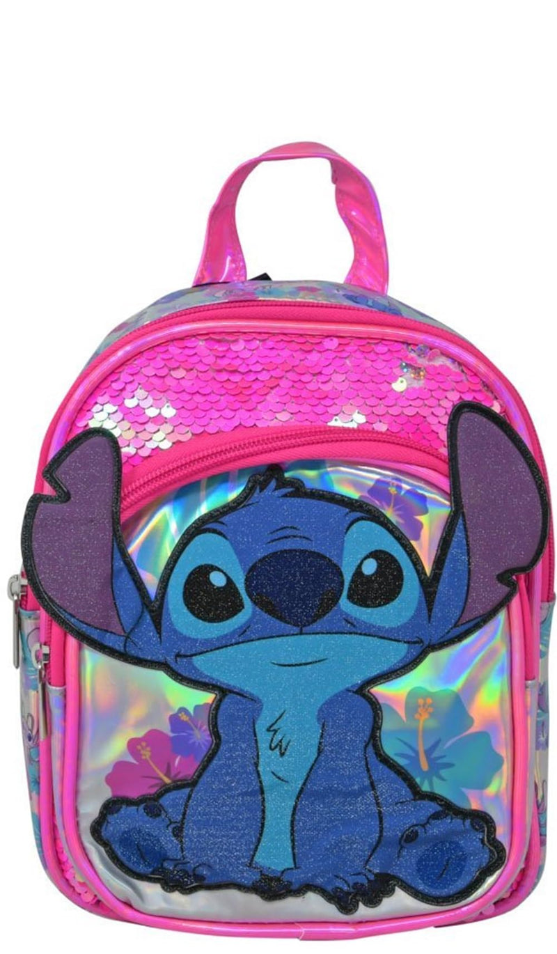 Disney Stitch Floral Mini 8 inches Deluxe Backpack with Sequins