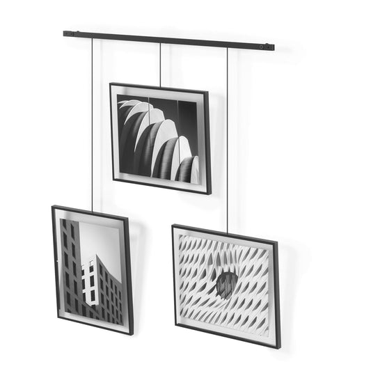 Umbra Exhibit Wall Frame with Metal Rod for Hanging-Rimless Design-Suitable for Living Room, Bathroom, Bedroom, Entryway and More, Black