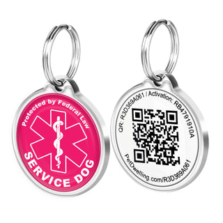 Pet Dwelling 2D QR Code Service Dog ID Tag-Dog Tags-Cat Tags-Online Pet Profile-Instant Email Alert of QR Tag Scanned GPS Location (Pink)