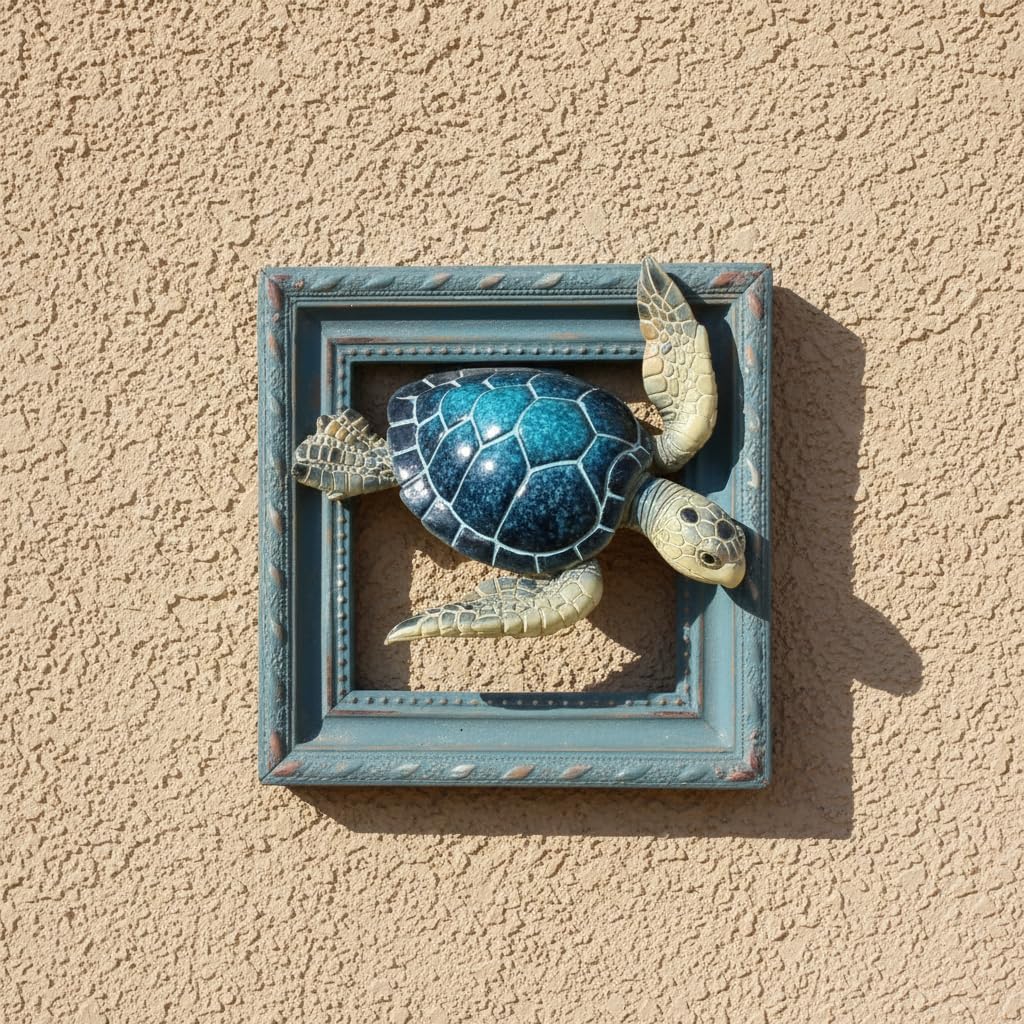 Comfy Hour Ocean Voyage with Sea Turtles Collection 6" Turtle Coastal Ocean Theme 3D Wall Decorative Frame, Polyresin