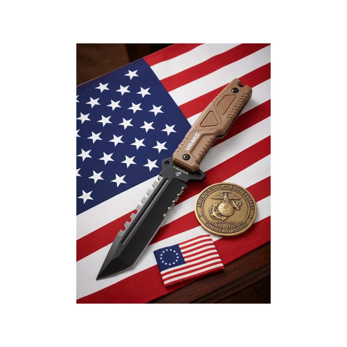 MTECH USA Knife, 5.9", Tan