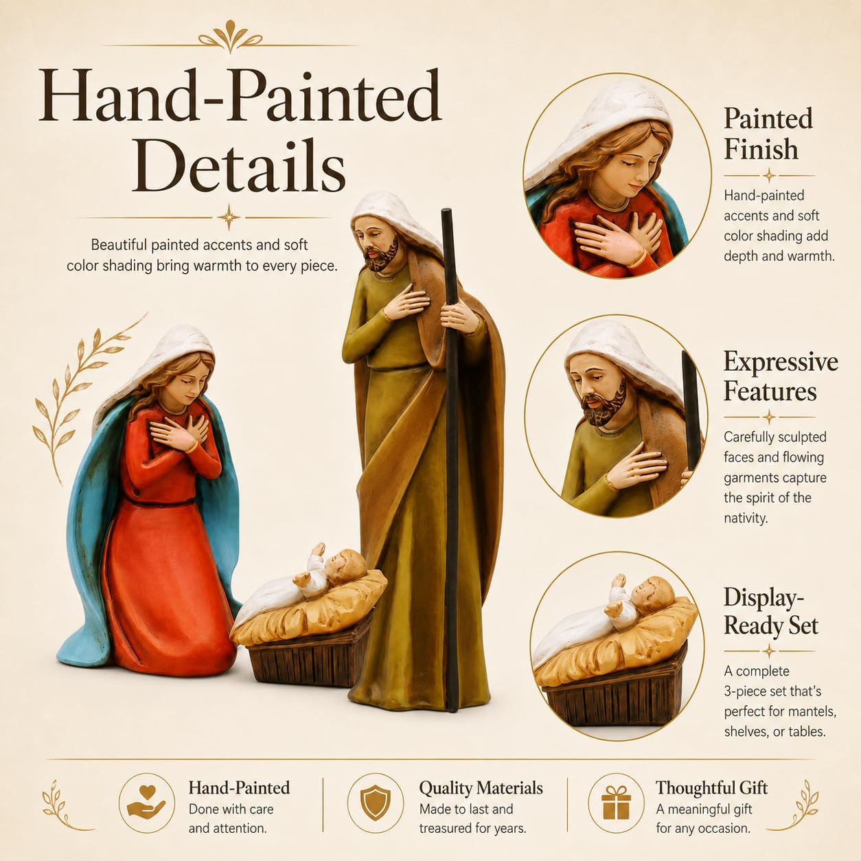 Comfy Hour 5 Inch Holy Family Nativity Figurine, Manger Scene, 1 Piece
