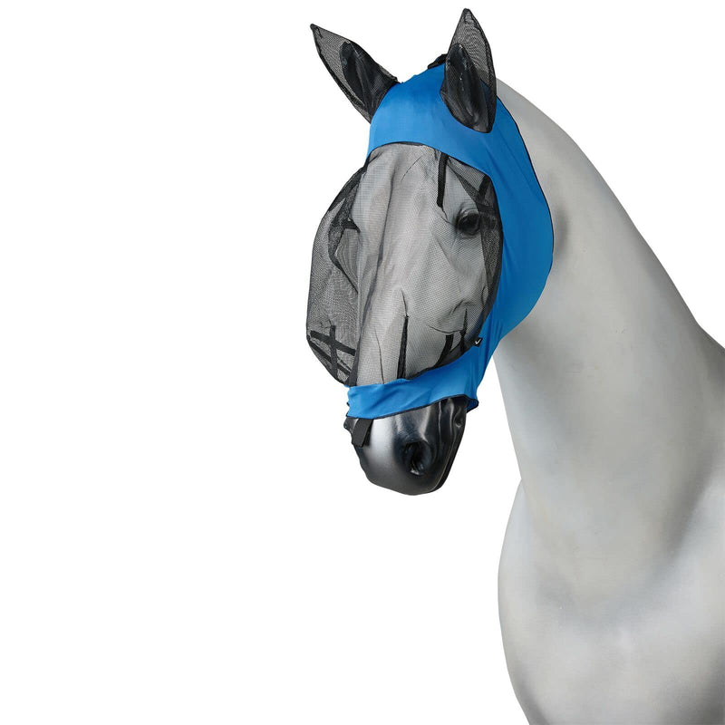 HORZE Soft Stretch Breathable Lycra Mesh Insect Fly Mask with Ear Protection - Blue - Pony