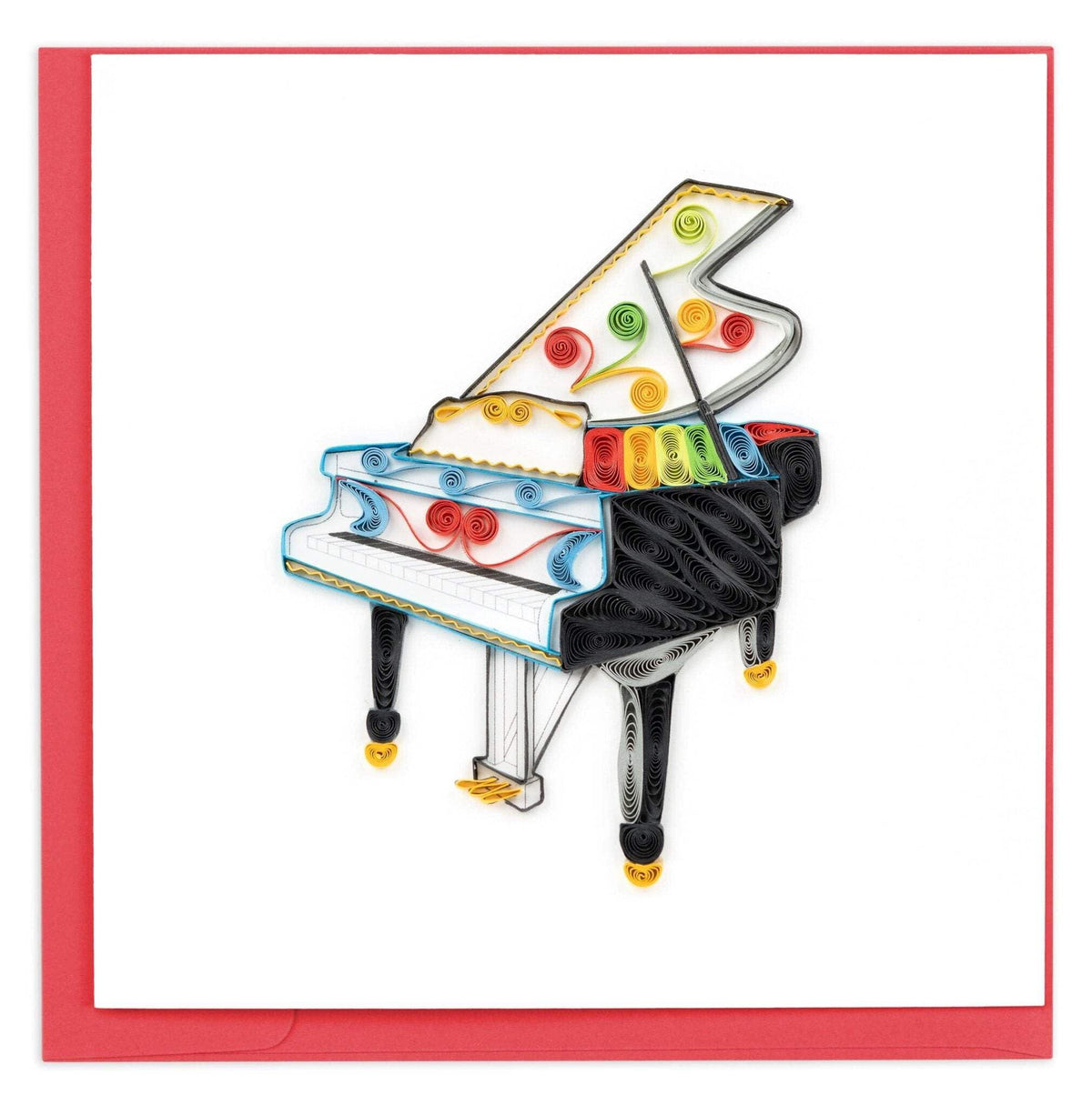 Quilling Card Handmade Quilled Grand Piano Greeting Card – 6x6 Inch Blank Card with Envelope – Fair Trade Verified – Unique Paper Art Keepsake for Any Occasion