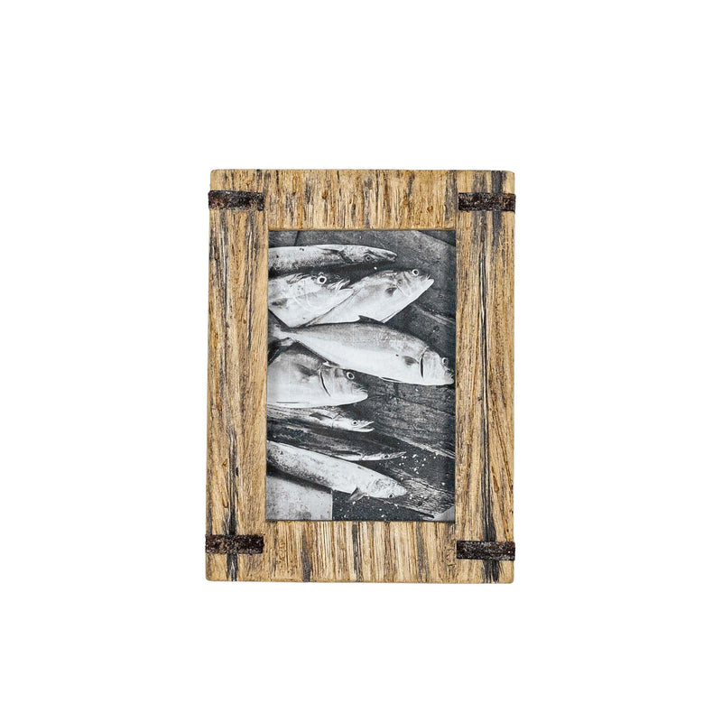 Foreside Home & Garden 4x6 Inch Driftwood with Rivets Picture Frame Natural Wood, MDF, Metal & Glass