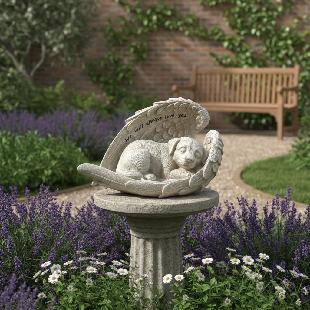 Comfy Hour 8.2 Inch Dog Angel Statue, Sleeping Pet Memorial Figurine