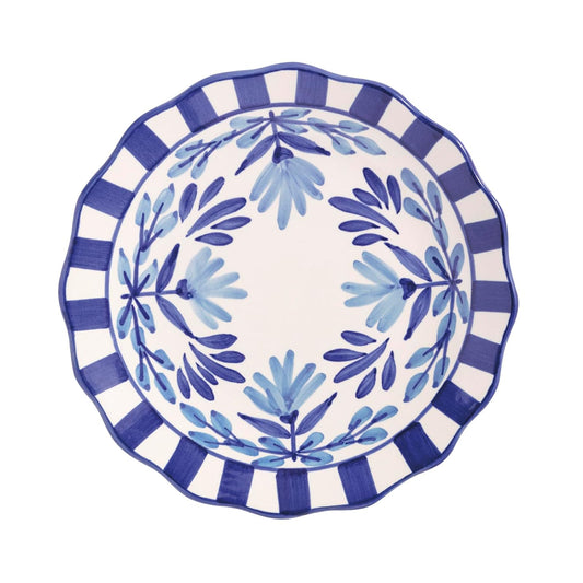 Mud Pie Dishware Plate, 8" dia, Blue Floral