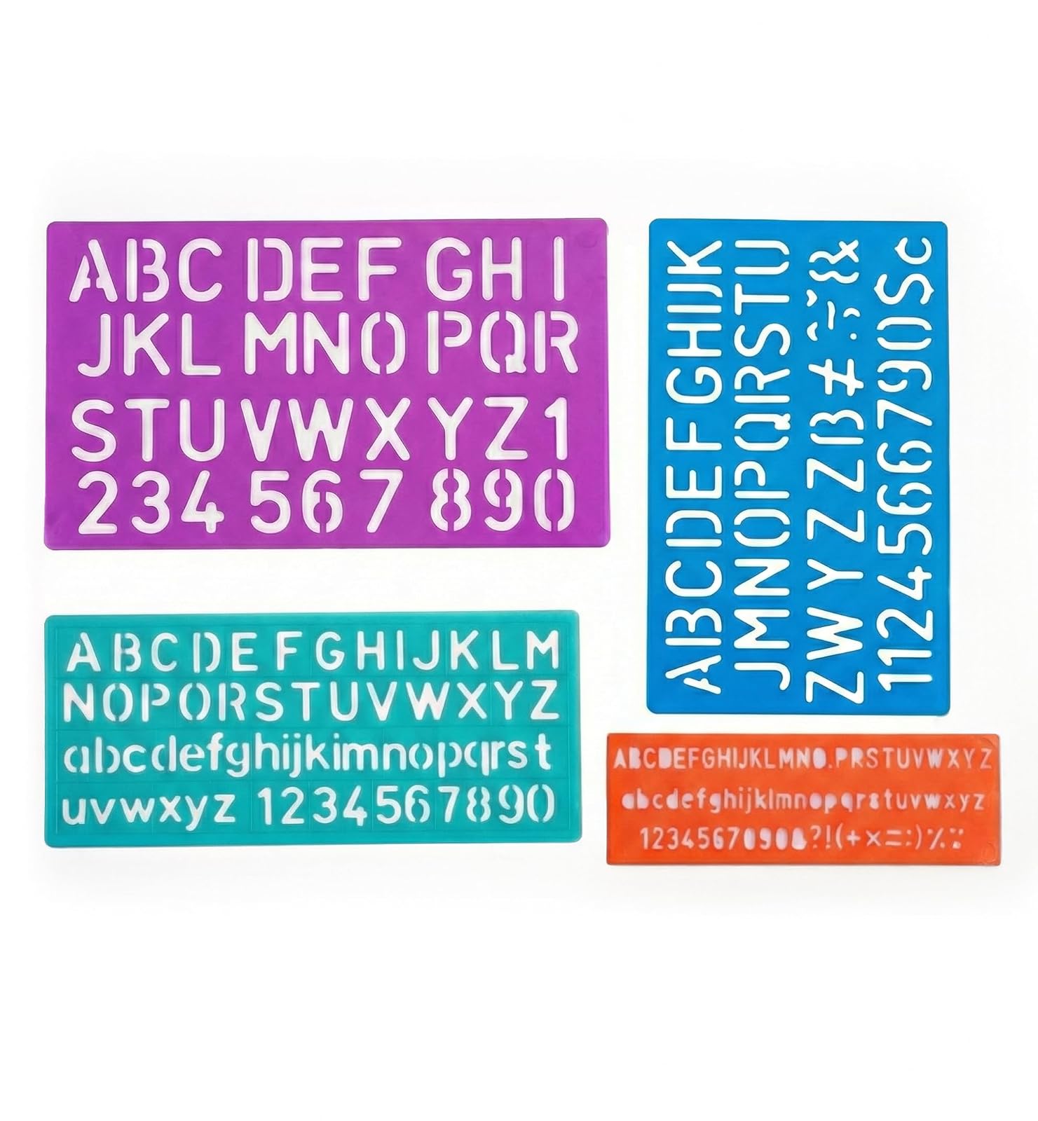 BAZIC 8, 10, 20, 30 mm Size Lettering Stencil Sets, 4 Per Pack(Color May Very )