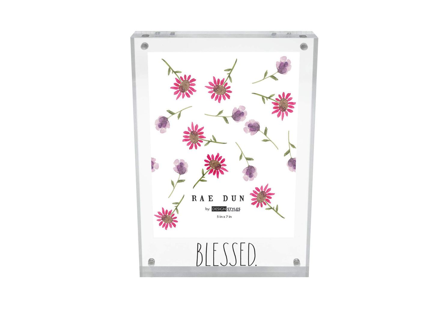 Rae Dunn Acrylic Frame - 5 x 7 Clear Acrylic Picture Frame - Free Standing Acrylic Photo Frame Display for Home, Office, Desk, Table - Modern Decor with Cute Sayings - Gift for Mom, Best Friend