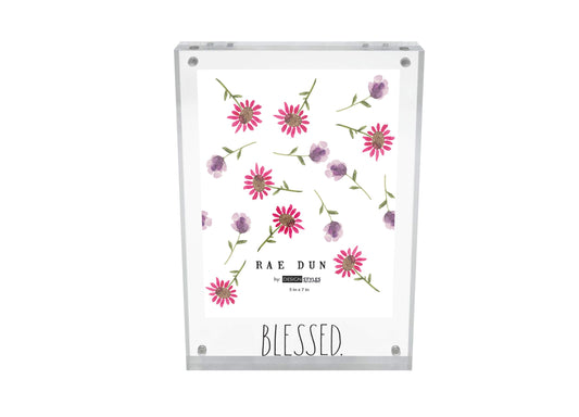 Rae Dunn Acrylic Frame - 5 x 7 Clear Acrylic Picture Frame - Free Standing Acrylic Photo Frame Display for Home, Office, Desk, Table - Modern Decor with Cute Sayings - Gift for Mom, Best Friend