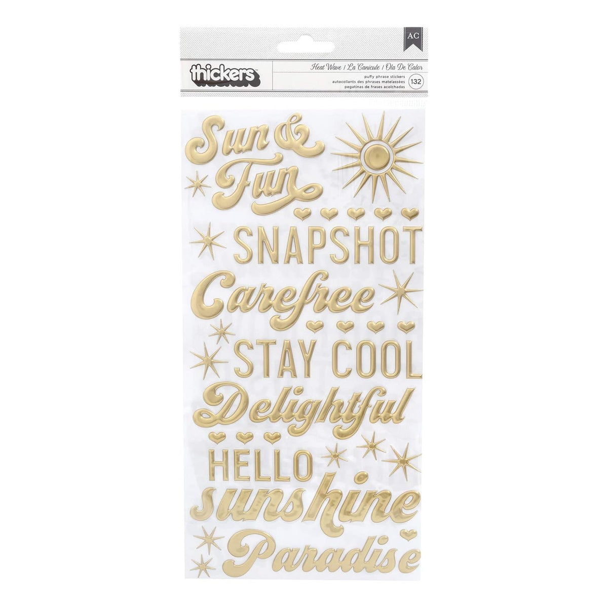 American Crafts Sticker Decal, One Size, Heat Wave Phrase & Icons/Puffy