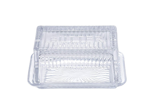 TableCraft 10395 Embossed Butter Dish,"BUTTER" (Holds 2 Sticks)