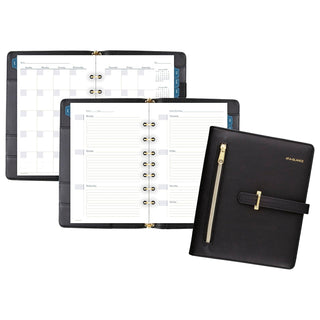ACCO (School) AT-A-GLANCE Faux Leather Undated Starter Set, 7-Ring, 5-1/2" x 8-1/2", Desk Size, Fashion, Black (DR1118-040-05)