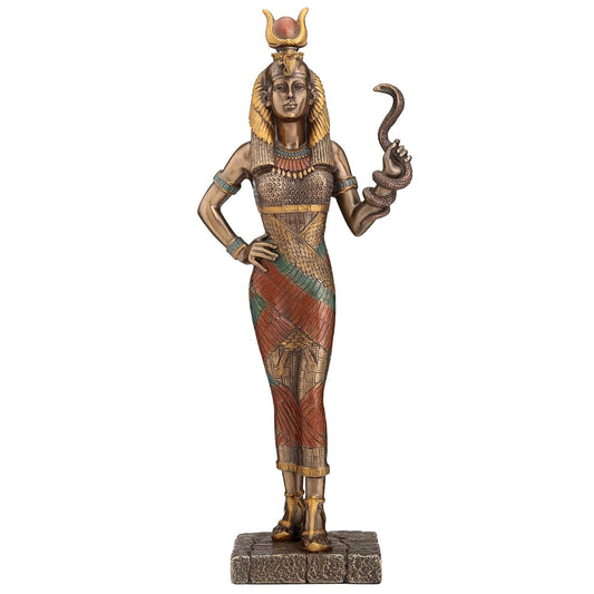 Unicorn Studio Veronese Design Egyptian Goddess Hathor Holding a Cobra Statue