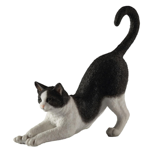 Unicorn Studio Veronese Design Black and White Cat Stretching Sculpture