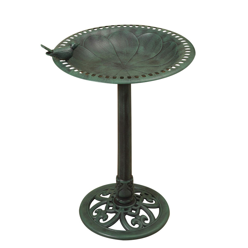 GIL 2200250 30InH Verdigris Resin Birdbath Spring, 19.7InL x 19.7InW x 29.8InH,