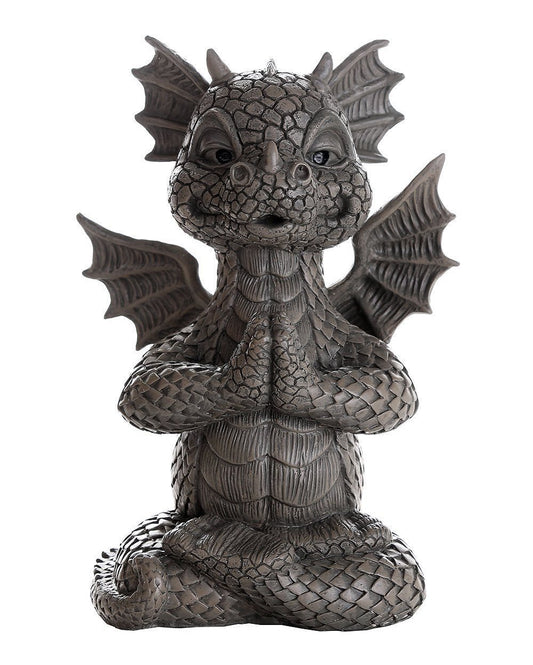 Pacific Trading Giftware Garden Dragon Meditating Yoga Dragon Garden Display Decorative Accent Sculpture Stone Finish 10 Inch Tall