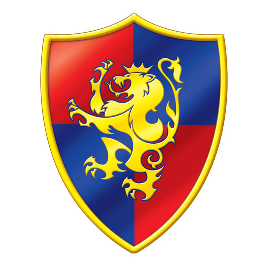 Beistle Crest Cutout Medieval Party Supplies, Wall Deor, 16.25", Red/Blue/Yellow