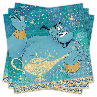 Unique Industries Unique Disney Aladdin Paper Lunch Napkins-16 Pcs, 6.5" X 6.5", Multicolor