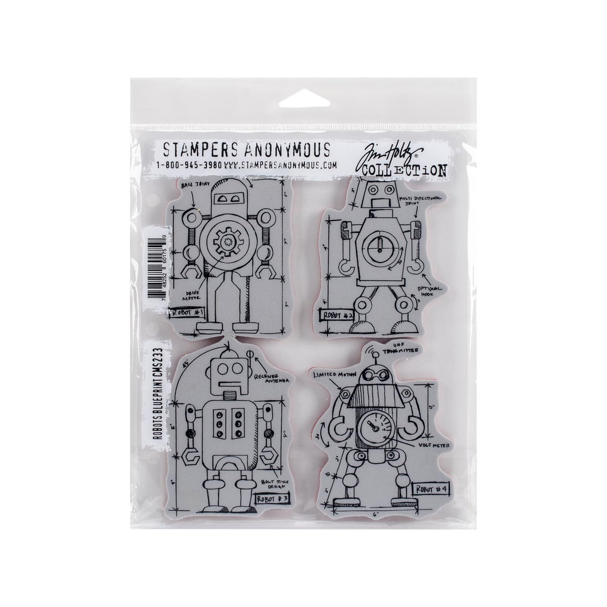 Stampers Anonymous Rubber Stamp, 7 x 8.5", Gray, Black, Red
