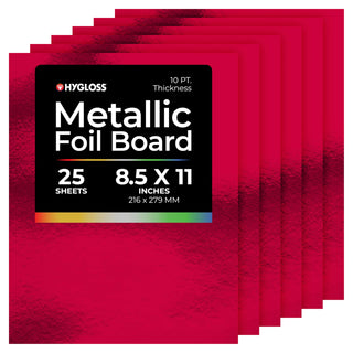 Hygloss 11 Inch Red Metallic Cardstock Sheets, 10 Pt, Set of 25