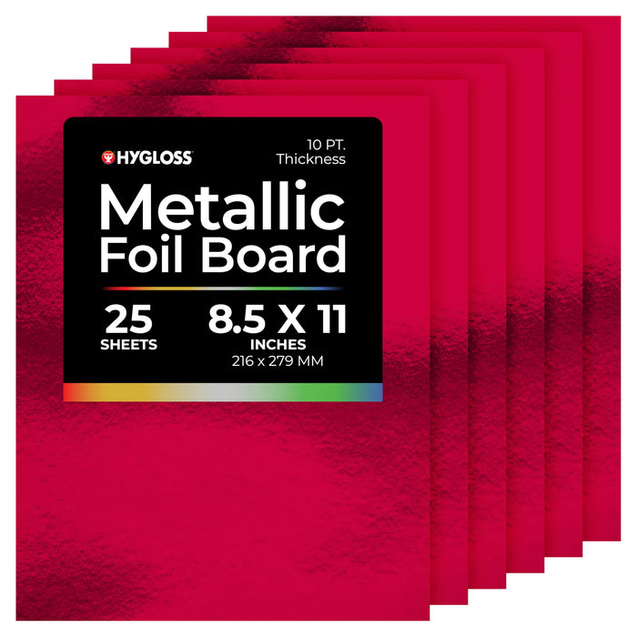 Hygloss 11 Inch Red Metallic Cardstock Sheets, 10 Pt, Set of 25