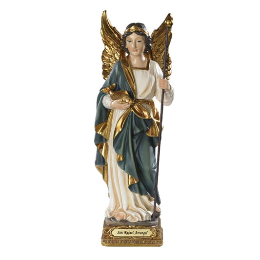 ArchAngel Saint Rafael Raphael Statue 8" Patron Saint of Physicians. Hand Painted. Milagros - VG010