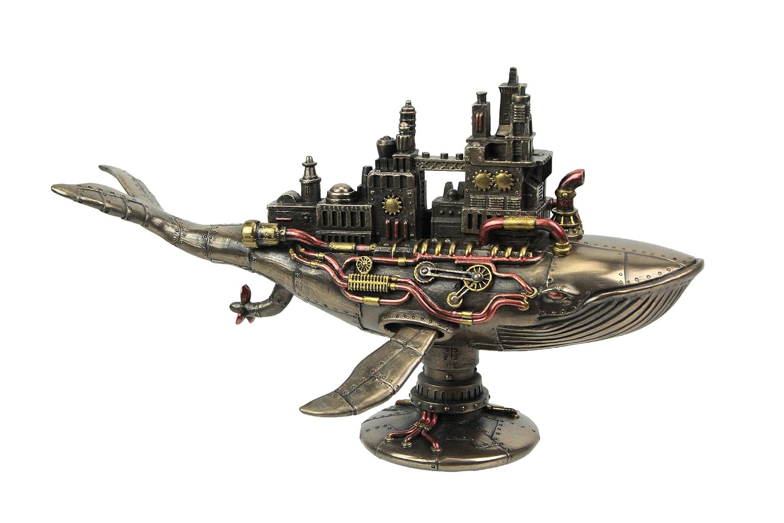 Veronese Design 6 7/8 Inch Steampunk Fifty Two Hertz Galactic Space Colony Whale Cold Cast Resin Bronze Finish Statue Home Decor