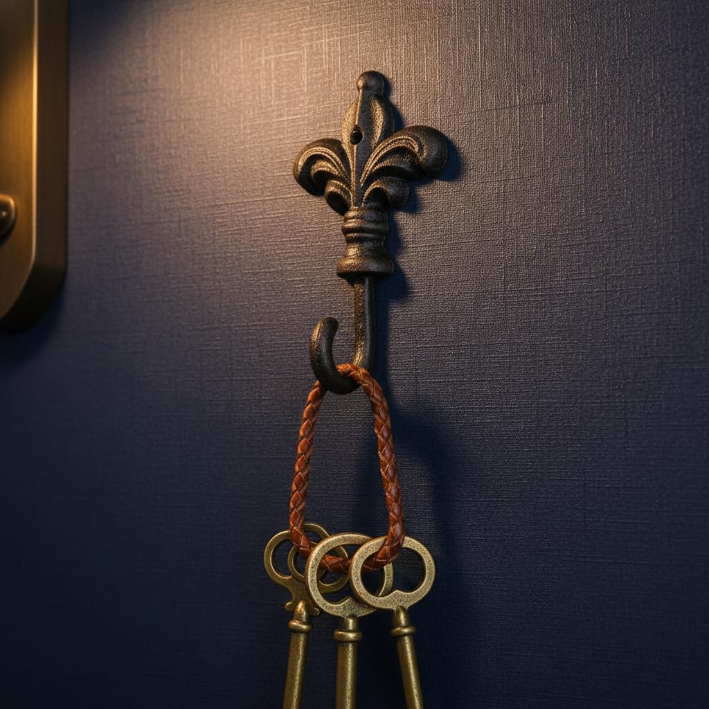 Comfy Hour Antique & Vintage Interior Decor Collection Cast Iron FDL Decorative Single Key Coat Hook Wall Hanger, Antique Black