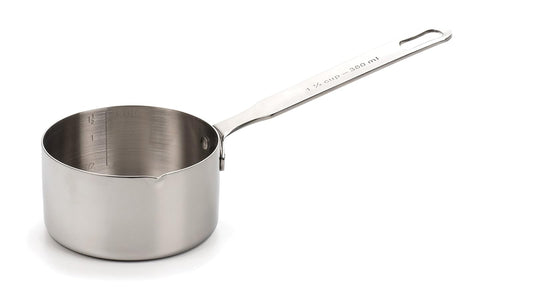 RSVP International Endurance Stainless Steel Measuring Pan Scoop, 1 1/2 Cups | Dry or Liquid | Baking or Cooking | Perfect for Feeding Pets, Cat Dog Food, Bird Seed, etc. | Dishwasher Safe