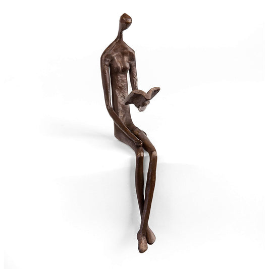 Danya B. ZD8354 Contemporary Home and Office D√©cor ‚Äì Bronze Sculpture of Woman Reading Book on a Ledge