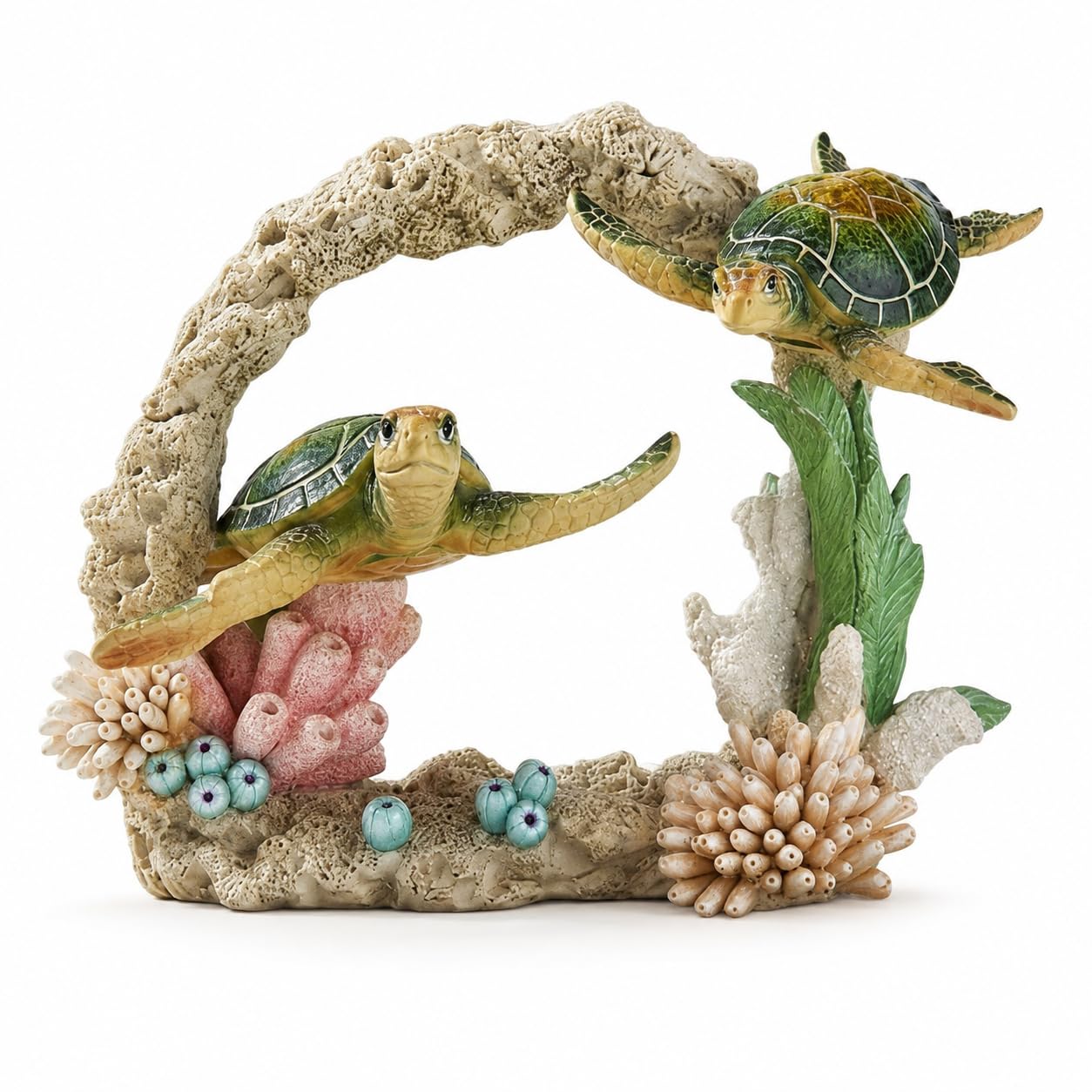 Comfy Hour Ocean Voyage with Sea Turtles Collection Resin 7" Turtles Coral Marine Animal Desktop Decoration