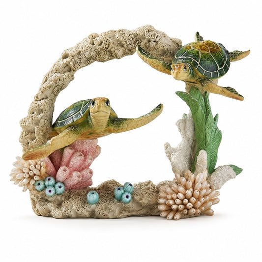 Comfy Hour Ocean Voyage with Sea Turtles Collection Resin 7" Turtles Coral Marine Animal Desktop Decoration
