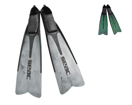 SEAC Talent Italian Design Long Blade Fin for Spearfishing and Freediving Fins, Grey, 6.5-7