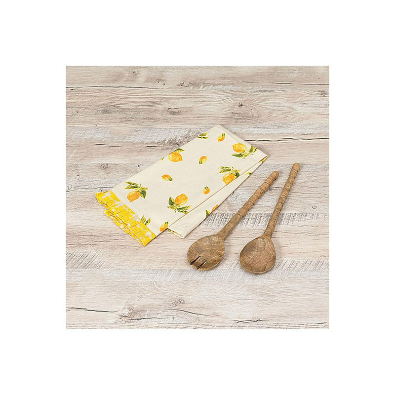 Gerson Company Set of 3 26" L Tea Towel & 11.1" L Wooden Spoon & Fork