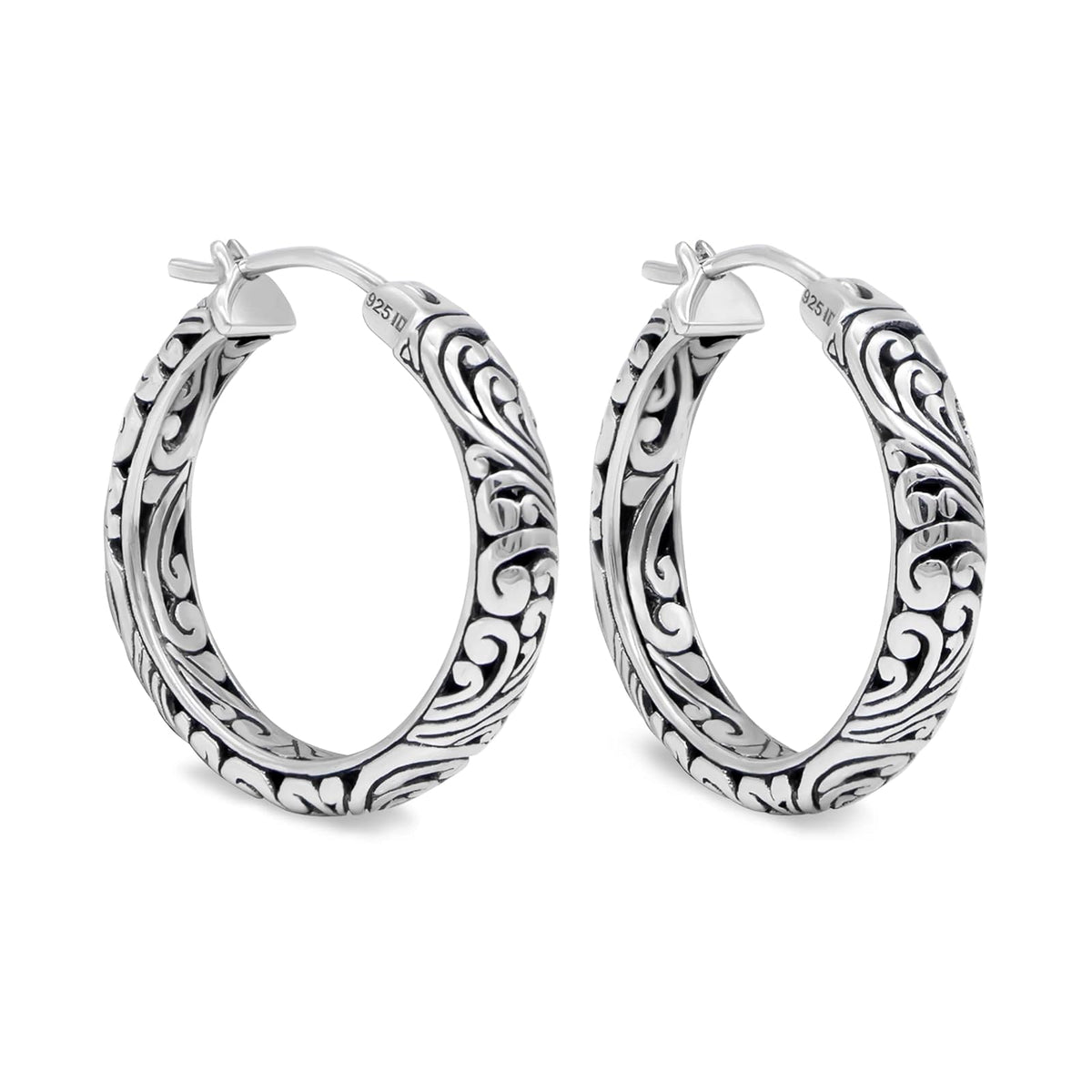 DEVATA Earring, 25mm, Silver 925/Bali Filigree Hoop 25mm DHN3358