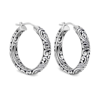 DEVATA Earring, 25mm, Silver 925/Bali Filigree Hoop 25mm DHN3358