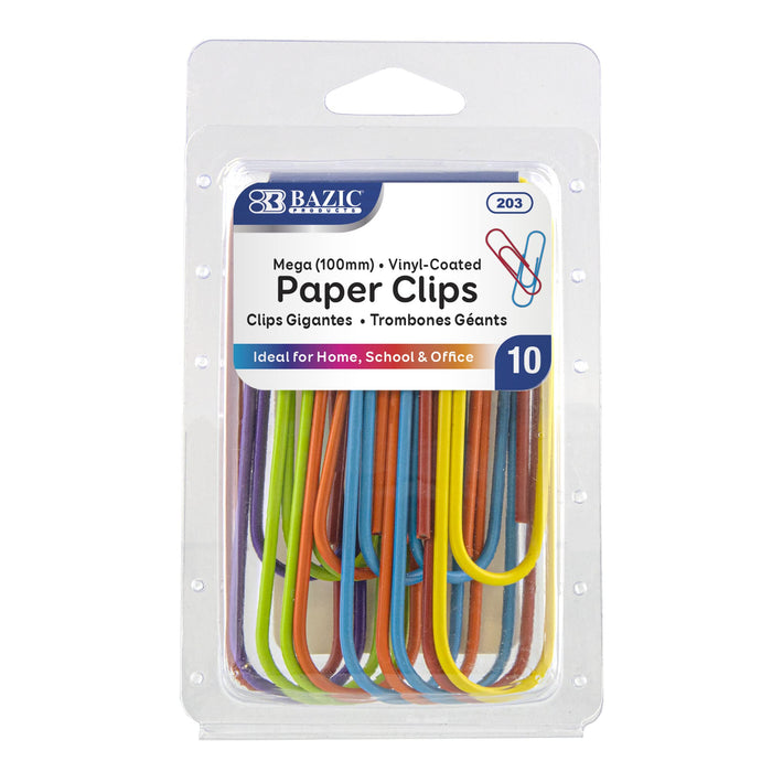 BAZIC PRODUCTS Paper Clip Clamp, 100mm Assorted Colors (10-count), Modern