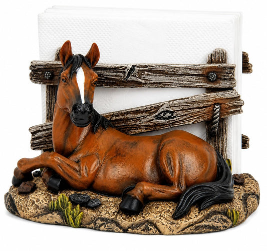 Comfy Hour 5 x 4.6 Inch Western Napkin Holder, Horse Table Decor