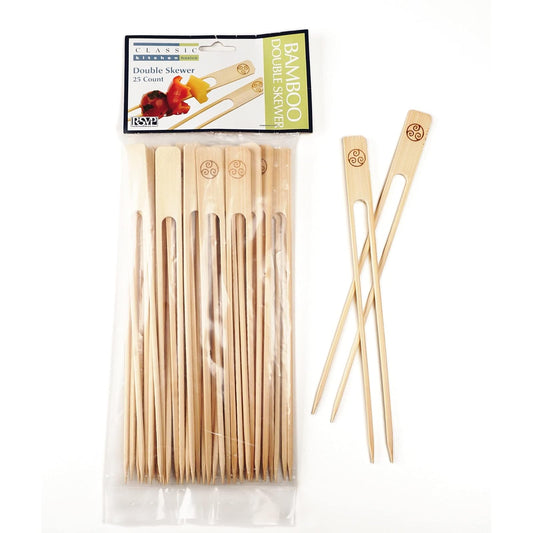 RSVP International Natural Bamboo Double Skewers 9 Inch 25 Piece