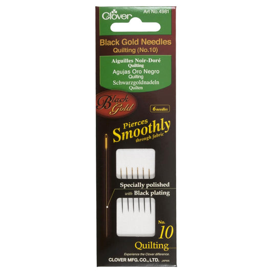 Clover Needles, Quilting No.10, Black/Gold