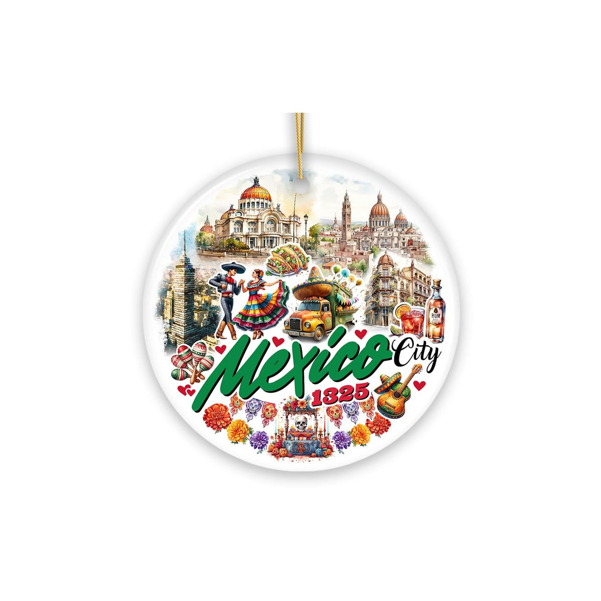 OrnamentallyYou Hanging Ornament, 3 inches, Colorful Traditional Mexico City Chr