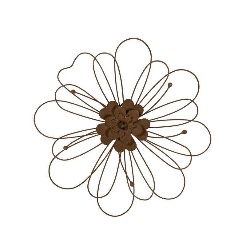 Foreside Home & Garden Poppy Wall Flower Brown Metal