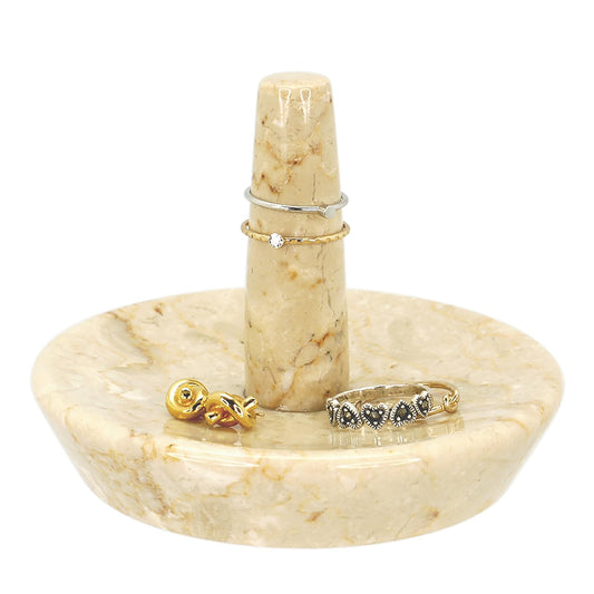 Creative Home Natural Champagne Marble Ring Holder Jewelry Storage Tray Holder