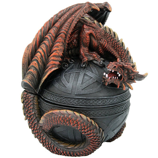 Pacific Trading RED Dragon Celtic Box Trinket Box