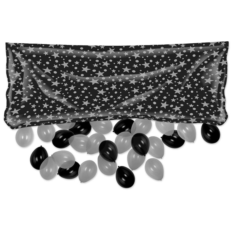 Beistle 54612-BKS Plastic Black/Silver Balloon Bag, 3&