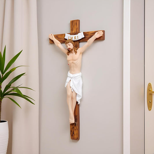 Comfy Hour 7 Inch Wall Crucifix, Jesus Cross with INRI, 1 Unit