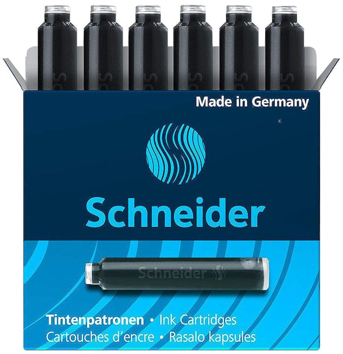 Rediform Schneider Fountain Pen Ink Cartridge, Box of 6, Black (06601)